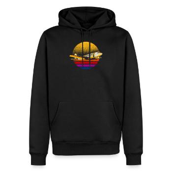 Retro Flugzeug - Vintage Luft- und Raumfahrtflugzeug - Männer Premium Bio Hoodie - Schwarz - Vorne - Nico (187cm)