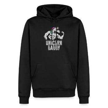Einhorn-Vati - lustiges Fitness-Turnhallen-Regenbogen-Vati-Geschenk - Männer Premium Bio Hoodie - Schwarz - Vorne - Nico (187cm)