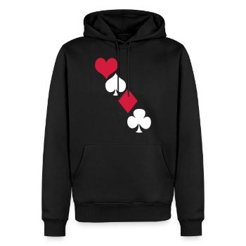 Kartendeck - Sweat à capuche Premium bio Homme - noir - Devant - Nico (187cm)