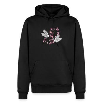 Trana und Kirschblütenstickerei japanisches Geschenk - Männer Premium Bio Hoodie - Schwarz - Vorne - Nico (187cm)