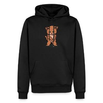 Chat jouant au golf - Animal drôle et mignon de golfeur - Sweat à capuche Premium bio Homme - noir - Devant - Nico (187cm)