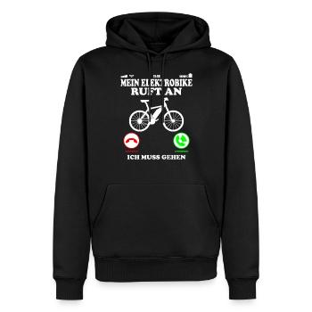 Elektro Fahrrad Bike E-Bike Ruft an muss gehen - Männer Premium Bio Hoodie - Schwarz - Vorne - Nico (187cm)
