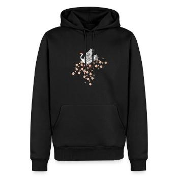 Trana und Kirschblütenstickerei japanisches Geschenk - Männer Premium Bio Hoodie - Schwarz - Vorne - Nico (187cm)