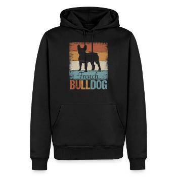Bouledogue française Idée de cadeau - Sweat à capuche Premium bio Homme - noir - Devant - Nico (187cm)