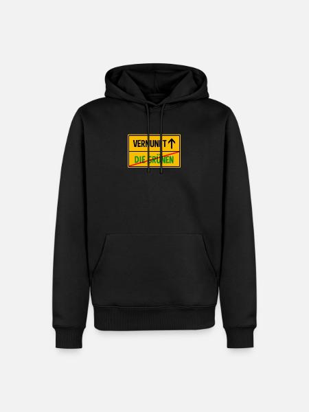Anti Grünen Gegen Grüne Ortsschild Wahlen - Männer Premium Bio Hoodie - Schwarz