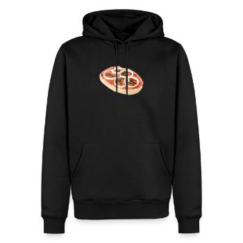 Funny Mettbrötchen With Onion For Butcher - Men’s Premium Organic Hoodie - black - Front - Nico (187cm)