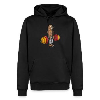 Kreuzheben-Trägheit - lustiges Eignungs-Bodybuilding-Tier - Männer Premium Bio Hoodie - Schwarz - Vorne - Nico (187cm)