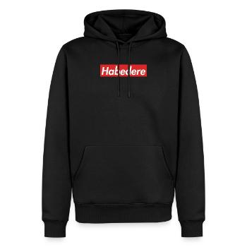 Habedere Boxlogo Habe Die Ehre - Männer Premium Bio Hoodie - Schwarz - Vorne - Nico (187cm)