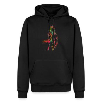 Psychedelisches Regenbogen-Pferd - niedliches Aquarell pferdeartig - Männer Premium Bio Hoodie - Schwarz - Vorne - Nico (187cm)