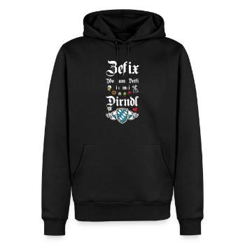 Zefix Wo Zum Deifi Is Mei Dirndl Spaß - Männer Premium Bio Hoodie - Schwarz - Vorne - Nico (187cm)