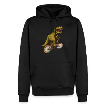 T Rex Riding Bicycle - Cycliste cycliste drôle de dinosaure - Sweat à capuche Premium bio Homme - noir - Devant - Nico (187cm)