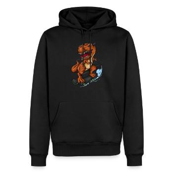 Planche à roulettes T Rex - Trex Dinosaur Skateboarder - Sweat à capuche Premium bio Homme - noir - Devant - Nico (187cm)