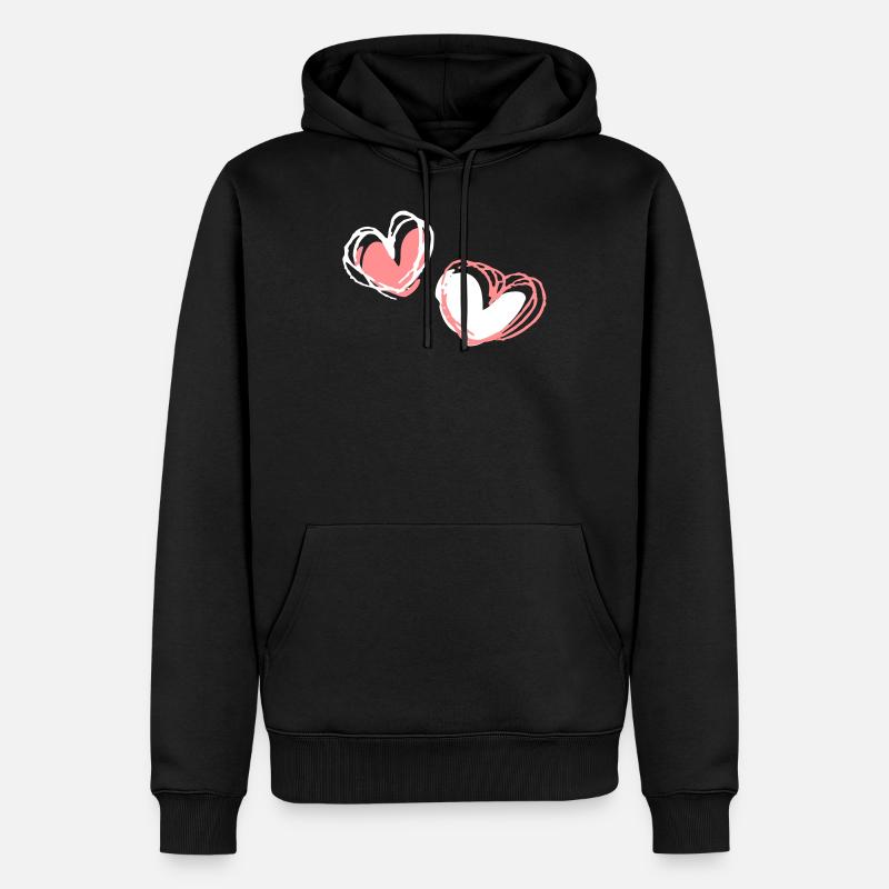 Deux formes cardiaques - Sweat à capuche Premium bio Homme - noir