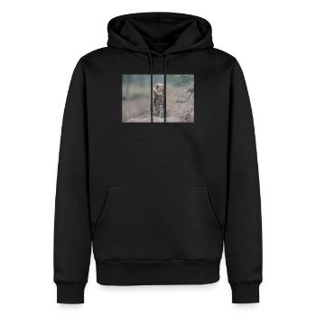 Jeune guépard - Sweat à capuche Premium bio Homme - noir - Devant - Nico (187cm)