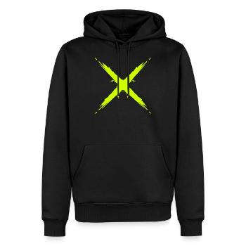 Kreuz Design Vektor Gelb - Männer Premium Bio Hoodie - Schwarz - Vorne - Nico (187cm)