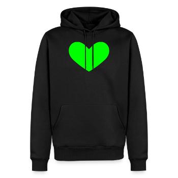 Coeur vert - Sweat à capuche Premium bio Homme - noir - Devant - Nico (187cm)