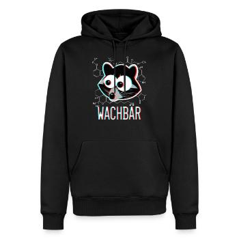 Wachbär | Waschbär auf Drogen Pillen MDMA Techno - Männer Premium Bio Hoodie - Schwarz - Vorne - Nico (187cm)