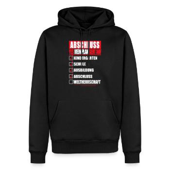 Ausbildung ABSCHLUSS Berufsabschluss Azubi Geselle - Männer Premium Bio Hoodie - Schwarz - Vorne - Nico (187cm)