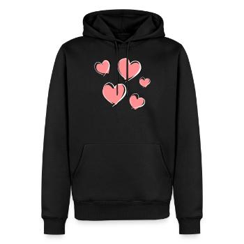 cinq cœurs - symbole d’amour - Sweat à capuche Premium bio Homme - noir - Devant - Nico (187cm)