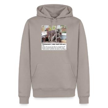 Braque de Weimar avec Attitude - Sweat à capuche Premium bio Homme - taupe - Devant - Nico (187cm)
