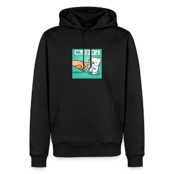 Katzen-Kation-Kätzchen-Cartoon-Katzen-Schutz-Geschenk - Männer Premium Bio Hoodie - Schwarz - Vorne - Nico (187cm)
