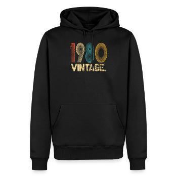 1980 VINTAGE Funny Birthday Gift - Men’s Premium Organic Hoodie - black - Front - Nico (187cm)