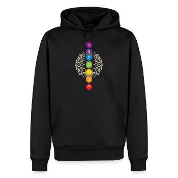 Chakra Mandala 7 Chakren Esoterik Yoga Erleuchtung - Männer Premium Bio Hoodie - Schwarz - Vorne - Nico (187cm)