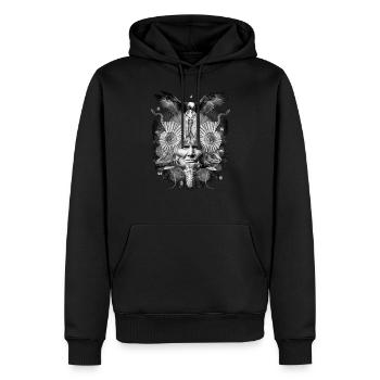 Chaman psychédélique - Sweat à capuche Premium bio Homme - noir - Devant - Nico (187cm)