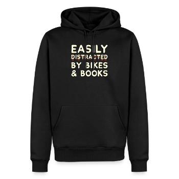 Easily Distracted By Bikes & Books - Bike Cyclist - Men’s Premium Organic Hoodie - black - Front - Nico (187cm)