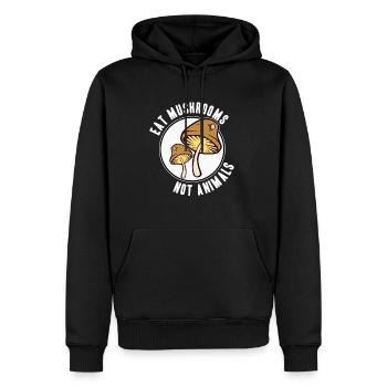 Eat Mushrooms not Animals Magic Mushrooms Trip - Men’s Premium Organic Hoodie - black - Front - Nico (187cm)