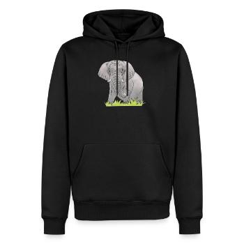 Éléphant - Sweat à capuche Premium bio Homme - noir - Devant - Nico (187cm)