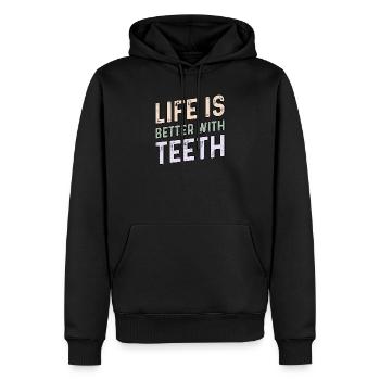 Das Leben ist besser mit Zähnen - Zahnarzt & Zahnmedizin - Männer Premium Bio Hoodie - Schwarz - Vorne - Nico (187cm)