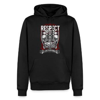 Respect, Honesty, Trust and Loyalty - Men’s Premium Organic Hoodie - black - Front - Nico (187cm)