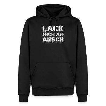 Lack mich am Arsch coole Sprüche für Kfz Lackierer - Männer Premium Bio Hoodie - Schwarz - Vorne - Nico (187cm)