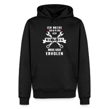 Ich mache keine Pause mein Werkzeug muss erholen - Männer Premium Bio Hoodie - Schwarz - Vorne - Nico (187cm)
