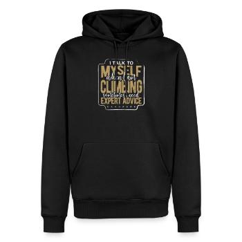 Climber Geschenk Geschenk Sprechen Sie mit mir selbst beim Klettern - Männer Premium Bio Hoodie - Schwarz - Vorne - Nico (187cm)