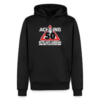 Geschenk 50. Geburtstag 50 Jahre lustig Spruch - Männer Premium Bio Hoodie - Schwarz - Vorne - Nico (187cm)