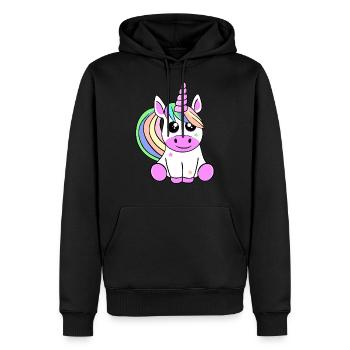 Une jolie licorne. - Sweat à capuche Premium bio Homme - noir - Devant - Nico (187cm)