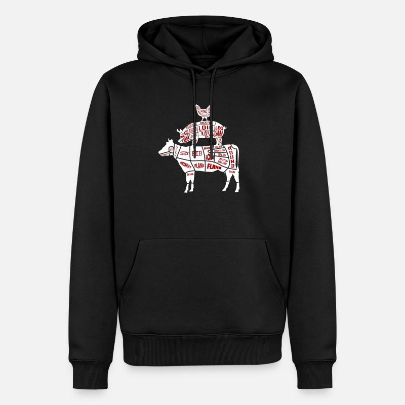 Grillen Fleischteile Huhn Schwein Rind - Männer Premium Bio Hoodie - Schwarz