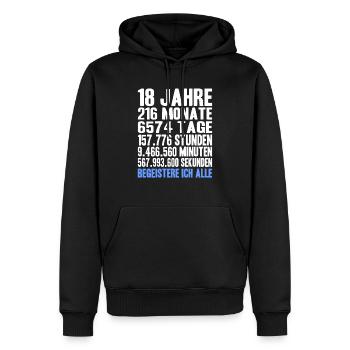 18th 18. Geburtstag Volljährig Geschenk lustig 18 - Männer Premium Bio Hoodie - Schwarz - Vorne - Nico (187cm)