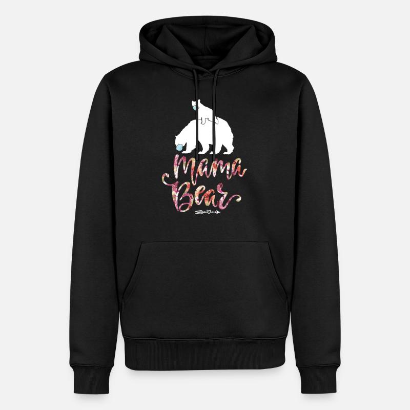 Mama Bär - Männer Premium Bio Hoodie - Schwarz
