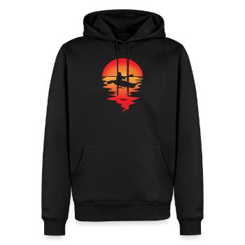 Coucher de soleil en canoë kayak - Sweat à capuche Premium bio Homme - noir - Devant - Nico (187cm)