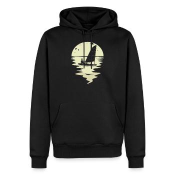 Segeln Segler Schiff Yacht Boot Segelboot Mond - Männer Premium Bio Hoodie - Schwarz - Vorne - Nico (187cm)
