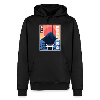 Retro Vintage Japan Art Style japanische Sonne Fan - Männer Premium Bio Hoodie - Schwarz - Vorne - Nico (187cm)