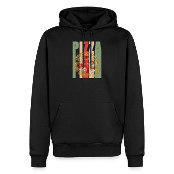 Pizza rétro restauration rapide grillades grill barbecue - Sweat à capuche Premium bio Homme - noir - Devant - Nico (187cm)