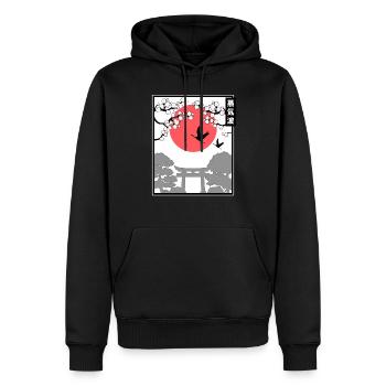 Japanisch Japan Art Style Japanische Sonne Kunst - Männer Premium Bio Hoodie - Schwarz - Vorne - Nico (187cm)
