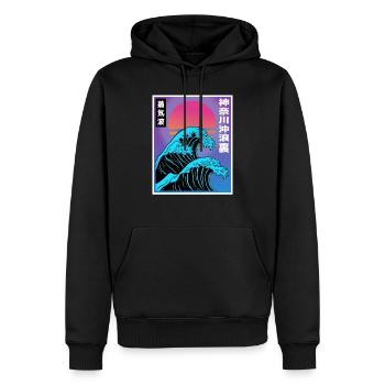Vaporwave Aesthetic Big Wave Japan Style Art - Männer Premium Bio Hoodie - Schwarz - Vorne - Nico (187cm)