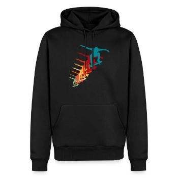 Skateboard Ollie Skater Retro Vintage - Männer Premium Bio Hoodie - Schwarz - Vorne - Nico (187cm)