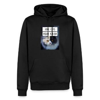 Anti Nazi Love Cats Fight Racism - Männer Premium Bio Hoodie - Schwarz - Vorne - Nico (187cm)