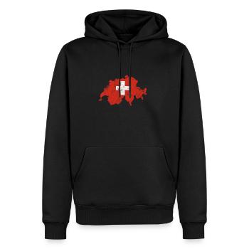 Schweiz Landkarte distressed Flagge Schweizerkreuz - Männer Premium Bio Hoodie - Schwarz - Vorne - Nico (187cm)